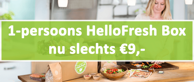 1-persoons hellofresh box voor 9 euro