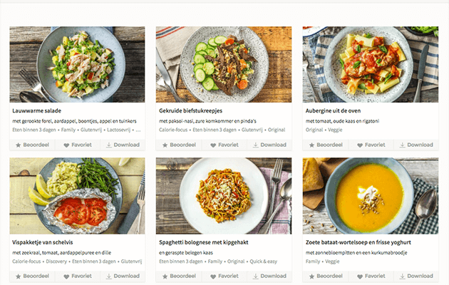 kiezen uit 10 recepten bij hellofresh