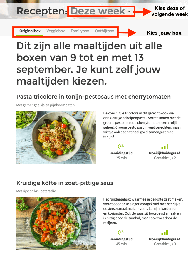 hellofresh recepten deze week bekijken