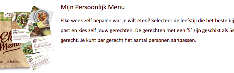 ekomenu persoonlijke menu