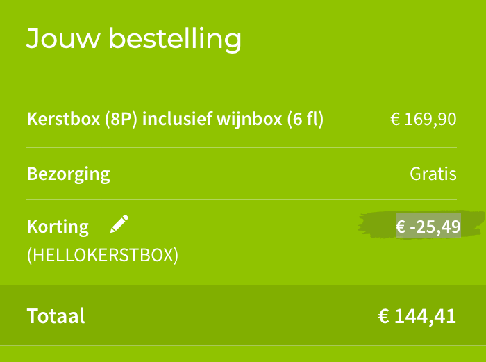 kortingscode hellofresh kerstbox invullen