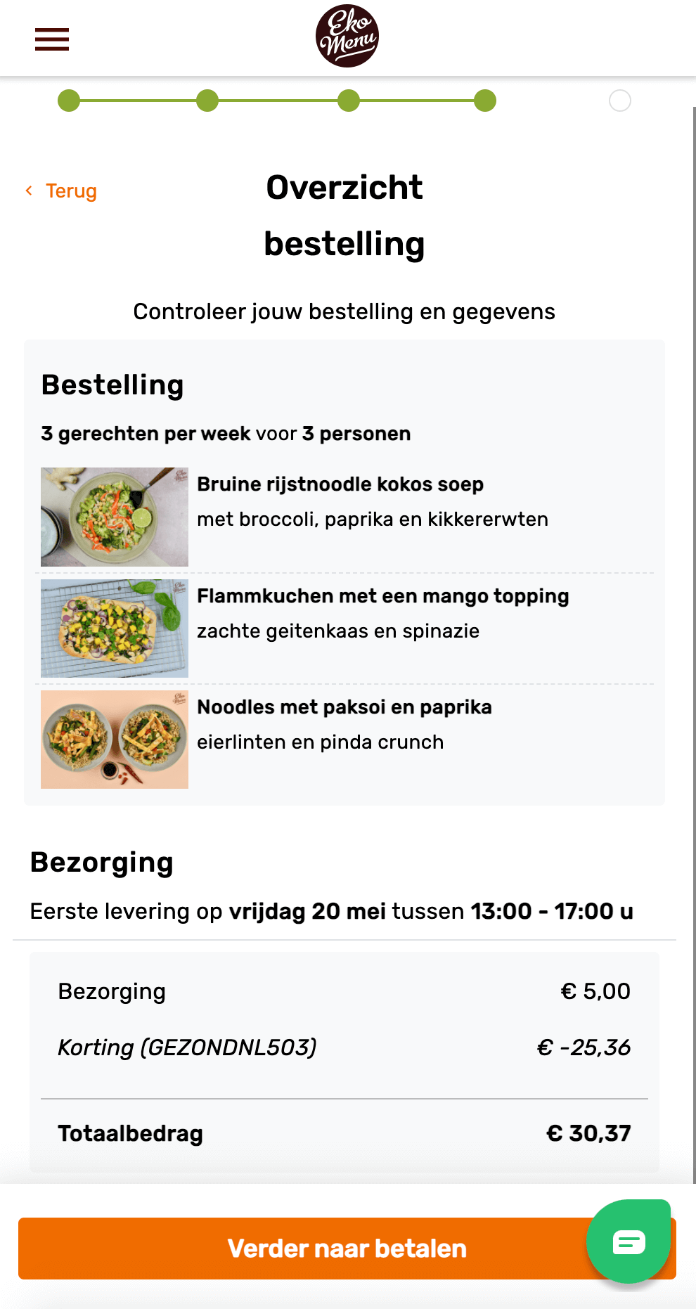 kortingscode ekomenu